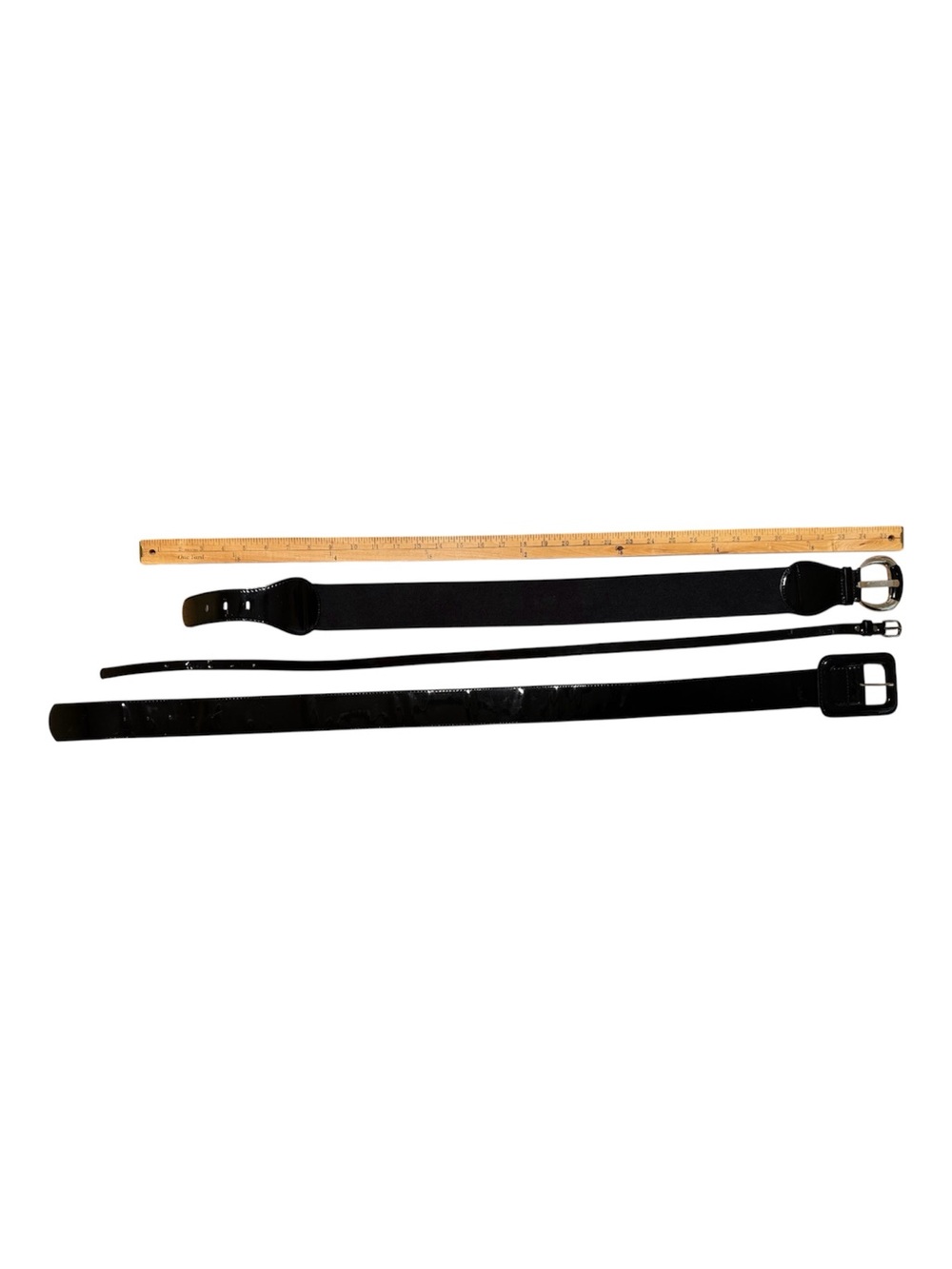 Women’s Black Patent Leather Belts Set of Three Size M Used